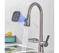 Cuisine Farm-Out Évier à Eau Chaude et Froide Robinet rétractable Universel, Pistolet de buse d'affichage numérique Gris