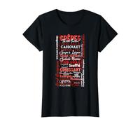Cuisine Française Plats Classiques Typographie Mot Nuage T-Shirt Graphique avec Valeur, Femme, Noir, L