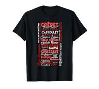 Cuisine Française Plats Classiques Typographie Mot Nuage T-Shirt Graphique avec Valeur, Homme, Noir, S