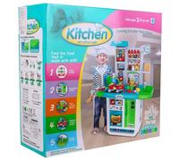 Cuisine géante bleue pour enfants avec 3+ brûleurs interactifs + robinet + panneau audio + accessoires