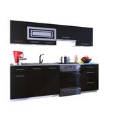 Cuisine GIOVANNA 7 éléments - noir mat 2m40 - grand casserolier