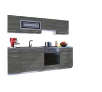 Cuisine GIOVANNA 8 éléments - bois grisé 2m40 casserolier four encastrable