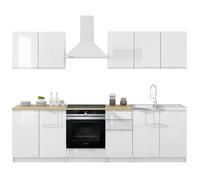 Cuisine Handys 7 éléments laqué blanc - sans poignées 2m60 four encastrable