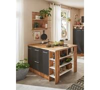Cuisine Îlot Central Hilde Respekta 150 cm Gris Mat avec Étagère Suspendue