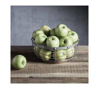 KitchenCraft Bol à Fruits en Métal/Bois de Style Vintage pour Cuisine Industrielle, Gris, 28 X 28 X 12 cm