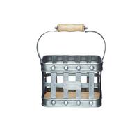 KitchenCraft Industrial Kitchen - Porte-Condiments Vintage en Métal avec Poignée en Bois, Style Industriel, 23 x 15,5 x 28 cm