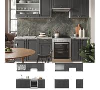 Cuisine intégré Fame-Line Single style rustique 240 cm blanc anthracite or Vicco