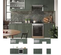 Cuisine intégré Fame-Line Single style rustique 240 cm blanc vert or Vicco
