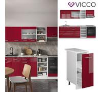 Cuisine intégrée Bloc cuisine R-Line 240 cm blanc blanc bordeaux rouge Vicco