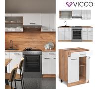 Cuisine intégrée Cuisine en bloc Kitchenette R-Line 200 cm chêne blanc Vicco