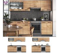 Cuisine intégrée Cuisine en bloc Kitchenette Raul 240cm anthracite chêne Vicco