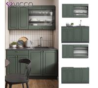 Cuisine intégrée Fame-Line Single style rustique 140cm anthracite vert or Vicco
