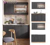 Cuisine intégrée Fame-Line Single style rustique 140cm chêne anthracite or Vicco