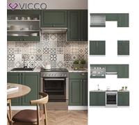 Cuisine intégrée Fame-Line Single style rustique 200cm blanc vert or Vicco