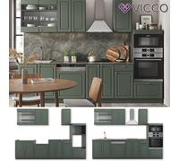 Cuisine intégrée Fame-Line Single style rustique 300cm anthracite vert or Vicco