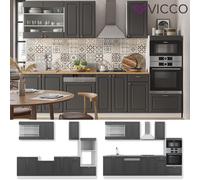 Cuisine intégrée Fame-Line Single style rustique 300cm blanc anthracite or Vicco