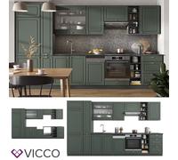 Cuisine intégrée Fame-Line Single style rustique 355cm anthracite vert or Vicco