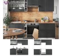 Cuisine intégrée Fame-Line style rustique 235 cm blanc gris foncé Vicco