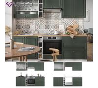 Cuisine intégrée Fame-Line style rustique 235 cm blanc vert or Vicco