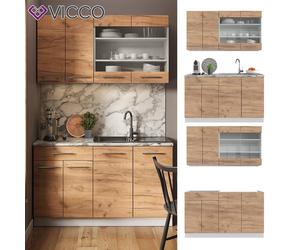 Cuisine intégrée Kitchenette Bloc cuisine Fame-Line Single blanc chêne Vicco