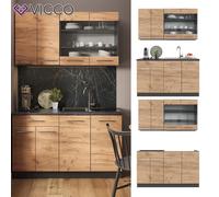 Cuisine intégrée Kitchenette Fame-Line Single 140 cm anthracite chêne Vicco