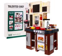 Cuisine Interactive Marron Pour Enfants 3+ Brûleurs Avec Son Et Lumière + Robinet D'eau + Accessoires 58 El.