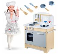 Cuisine interactive pour enfants - JANSHOP - Bois massif - Éléments interactifs - Four - Cuisinière avec brûleurs