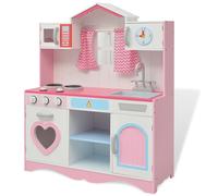 Cuisine jouet pour enfants filles garçons 82x30x100 cm Bois Rose et blanc vidaXL