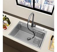 Cuisine Kitchen en acier inoxydable Grand ou sous-dénonciation avec un robinet à traction et un ensemble de robinets appropriés adaptés à la cuisine, salle à manger (taille: 75x45x22cm) LWX