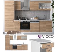 Cuisine Kitchenette Cuisine intégrée R-Line 300 cm Chêne Sonoma Vicco