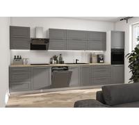 Cuisine KVANTUM 400Cm Blanc Façades MDF Gris Poussière Mat REJS Tiroirs Complets