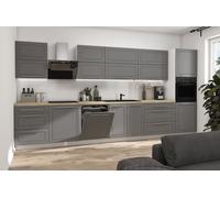 Cuisine KVANTUM 400Cm Haut Pliant Blanc Façades MDF Gris Poussière Mat Teilaus