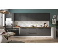 Cuisine KVANTUM Avec Plan De Travail 380Cm Gris Façades MDF Graphite Mat HETTIC
