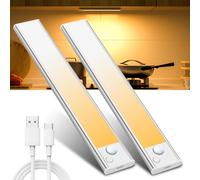 Cuisine Led Lampe Rechargeable Sans Fil Mouvement Detecteur Meuble Lumiere Placard Interieur Eclairage Barre Reglette Détecteur Intérieur Usb Pile Light Aimantée Armoire Magnetique Kitchen 20Cm 2Pièc