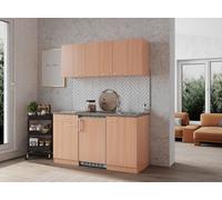 Cuisine Mini Cuisine Single Cuisine Bloc Cuisine Hêtre Gerda 150 CM