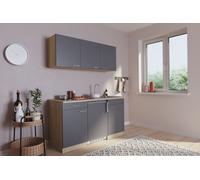 Cuisine Mini Cuisine Single en Murage Pantry Chêne Gris Luis 150 CM