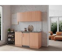 Cuisine Mini Cuisine Single Pièces de Cuisine Bloc Hêtre Gerda 150 CM