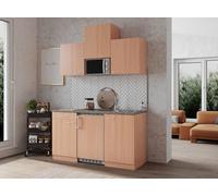 Cuisine Mini Cuisine Single Salle à Manger Bloc Cuisine Hêtre Gerda 150 CM