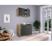Cuisine Mini Single Salle à Manger Pantry Chêne Gris Levin 100 CM respekta