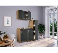 Cuisine Mini Single Salle à Manger Pantry Chêne Gris Levin 130 CM respekta