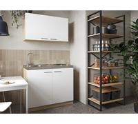 Cuisine Miniküche Singleküche Pantry Chêne Scié Blanc Merle 100 Cm Respekta