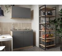 Cuisine Miniküche Singleküche Pantry Chêne Scié Gris Merle 100 Cm Respekta