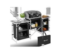 Cuisine modulaire polyvalente en aluminium plan de travail résistant à la chaleur pare-vent noir 164,5 x 52 x 104 cm