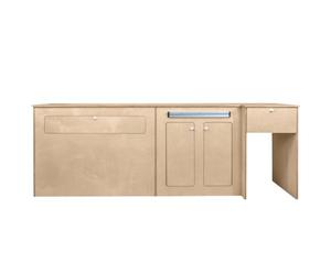 Cuisine Nomade pour Camping Car Van- Aménagement de cuisine en Contreplaqué Bouleau 15mm- Livraison à Plat [Table Repliable Amovible, Placards de Rangement Intégrés, Espace Frigo & Porte-Serviettes]