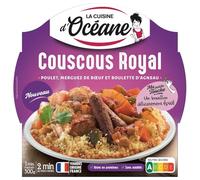 CUISINE OCEANE - Couscous Royal Savoureux au Poulet, Merguez Bœuf et Boulettes d'Agneau (Barquette 300g) - Lot de 3 - vendu par Lot