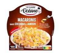 CUISINE OCEANE - Gratin Macaronis Savoureux au Cheddar et Jambon, Texture Fondante, Barquette 300g - Lot de 3