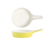 Cuisine Plat de cuisson en céramique à poignée unique, assiette Dessert domestique, collation Style européen, riz cuite au four, micro-ondes Pâtisserie(Yellow)