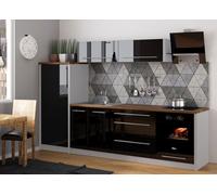 Cuisine PLATINUM Mansardée 280Cm Avec Tiroir Gris Façades Noires