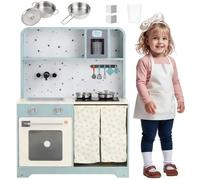 Cuisine pour enfant design de style maison moderne, grande cuisine de jeu avec cuisinière, four, évier, machine à café fonctionnelle et espace de rangement, enfants à partir de 3 ans en bois et