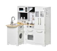 Cuisine pour enfant - HOMCOM - 3-6 ans jeu imitation évier four micro-ondes réfrigérateur - bois - blanc